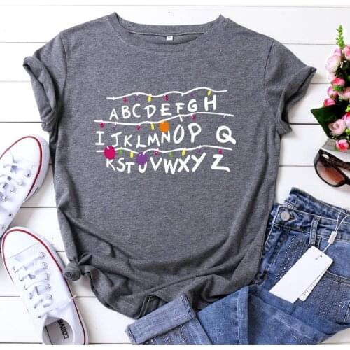 100% Cotton Oversized Womens T-shirt O-Neck Short Sleeve Harajuku Letter Christmas Alphabet Casual Female T shirt 2020 Summer