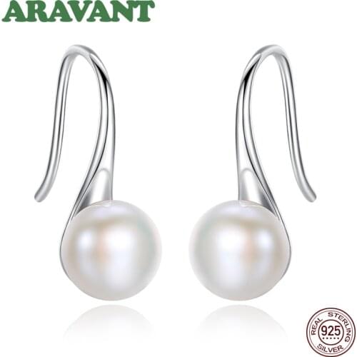 Hot Sale 925 Sterling Silver 6MM Real Natural Freshwater Pearl Water Drop Earrings For Women Antiallergy Wedding Jewelry
