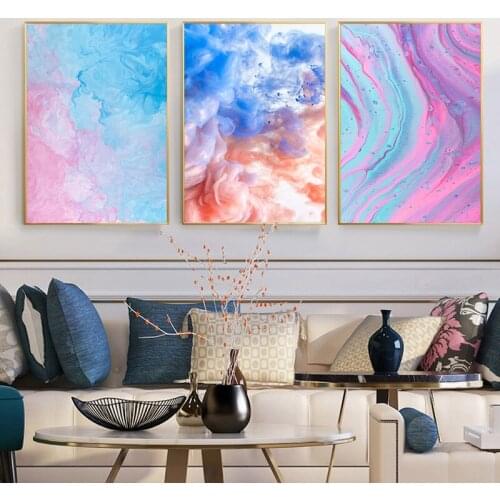 Nordic Purple Pink Canvas Painting Modern Home Gold Poster and Print Wall Picture for Living Room Abstract Scandinavian Wall Art