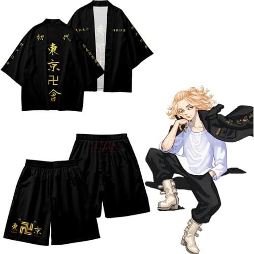 Tokyo Revengers Mikey Kimono Haori Cardigan Toman Costume Tokyo Manji Gang Top + Shorts Manjiro Sano Cosplay Yukata Ken Ryuguji