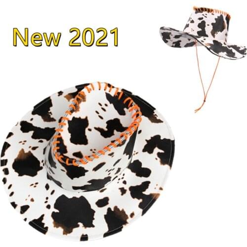 Cowboy hat Next Passport cow pattern PU girl vacation brown cow cute retro pu leather cowboy hat western lattice hat