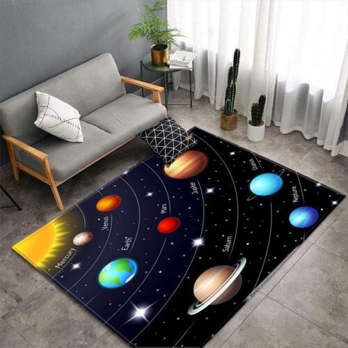 Space Universe Planet 3D Printed Carpets for Living Room Bedroom Large Area Rug For Soft Flannel Child Boys Game Crawl Floor Mat