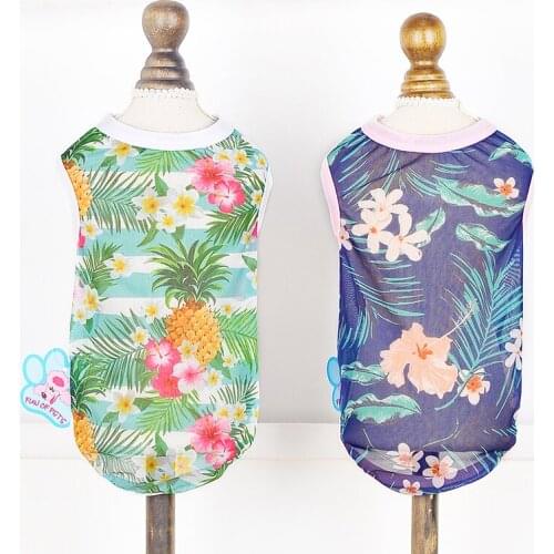 Cool Dog Mesh Fabric Clothing Spring Summer Digital Printing Pet T Shirt For Small Dogs Ventilation Round Collar Pets Costumes