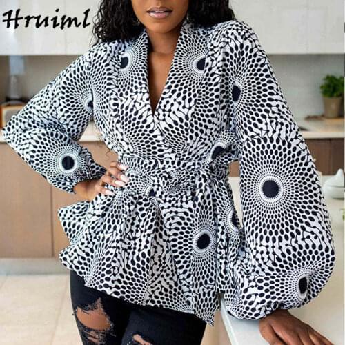 Coats and Jackets Women V Neck Fashion African Style Jackets for Women Printing Cardigan Strappy Lantern Sleeve Womens Jacket