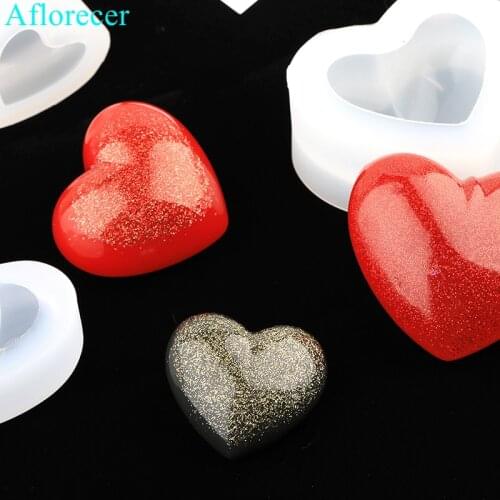 Love Heart Silicone Mold 3D Heart Aroma Gypsum Plaster Silicone Mould For Car Decoration DIY Candle Resin Molds