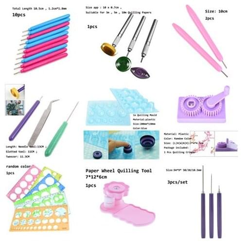 Paper Crafts DIY Quilling Rolling Tools Kit Mould Needles Tweezer Paper Decoration Random Color