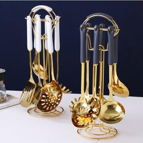 Multifunction Stainless Steel Cooking Tool Sets Modern Kitchen Necessary Spoons Shovel Colander Kitchenware Household Accessorie