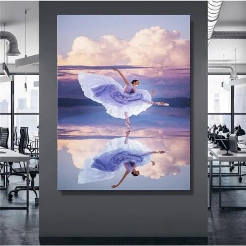 Canvas Wall Art HD Prints Sky Mirror Dance Poster Home Decoration Sky Purple Cool Painting For Bedroom Modular Pictures No Frame