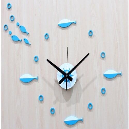 Wall Clock Saat Fish Self-adhesive clocks Reloj Duvar Saati Clock Watch Horloge Murale Reloj de pared Klok kitchen Home