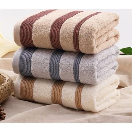 Hap-deer New Stripe Embroidery Cotton Bath Towel Solid Soft Towel Home Hotel Towels Quick Absorbency High Quality Men and Woman
