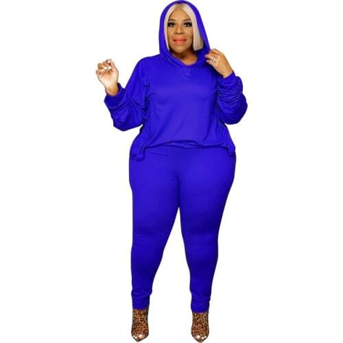 Spring And Autumn New Hooded Hoodie Suit Fashion Ladies Solid Color Long Sleeve Jacket + Trouser Suit African Leisure Two Suits