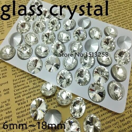 Wholesale Rivoli Crystal Fancy Stone Crystal Clear Color Glass Rivoli Beads 6mm,8mm,10mm,12mm,14mm,16mm,18mm