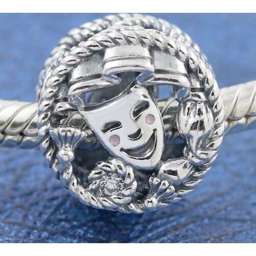 Original Openwork Comedy & Tragedy Drama Masks Beads Fit 925 Sterling Silver Bead Charm Pandora Bracelet DIY Jewelry
