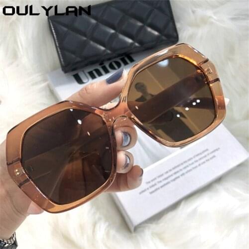 Oulylan Polygon Sunglasses Women Trend Vintage Sun Glasses Oversized Clear Eyewear Ladies Brand Design Black Brown Eyeglasses