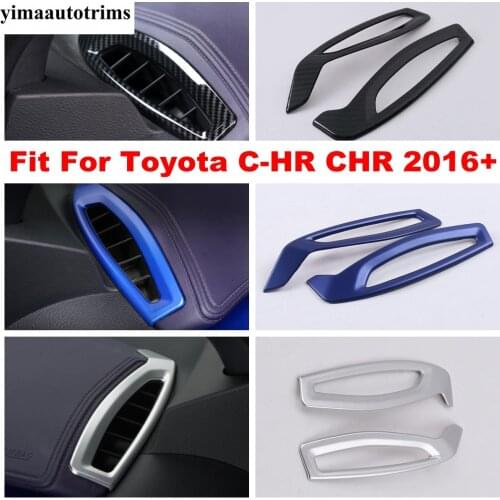 Front Air Condition Outlet Vent Cover Trim Carbon Fiber Look / Matte / Blue ABS Accessories Fit For Toyota C-HR CHR 2016 - 2021