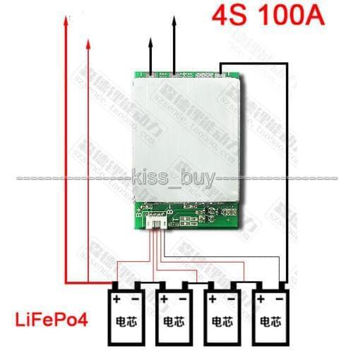 Dykb 4S 12V 100A LiFePo4 Lithium battery protection board BMS w/ balance charging 4*3.2v High current protection board inverter
