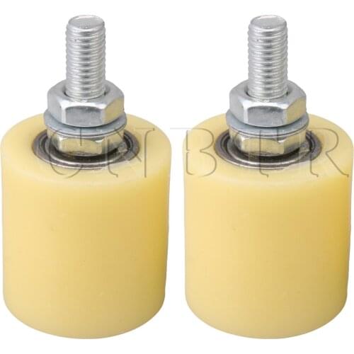 CNBTR 2PCS 40x44mm Yellow Silver PP Steel Flat Roller Bearing Guiding Wheel 6200 M10 Screw for Electric Door Sliding Gate