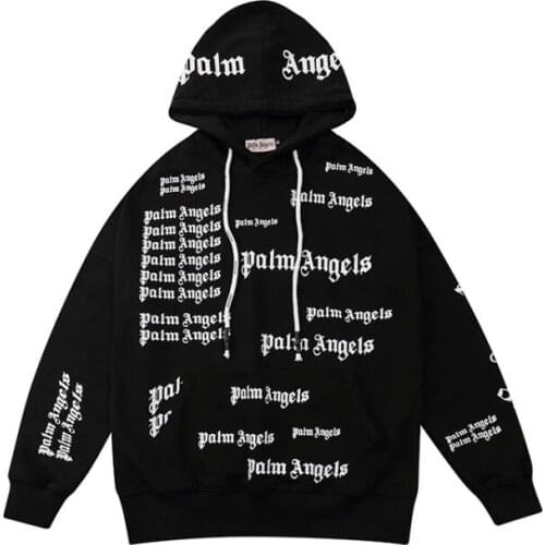 Palm Angels full-body letters hooded Sweatshirts men women couple hip-hop street