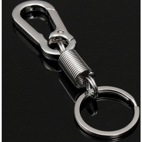 Spring Key Chain Stainless Steel Gourd Buckle Carabiner Keychain Waist Belt Clip Anti-lost Buckle Hanging Retractable Keyring