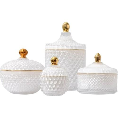 Rzone/Modern Simple and Light Luxury Glass Jewelry Box Storage Box Pearl White Gold Plated Soft Home Decoration Ornaments TZ