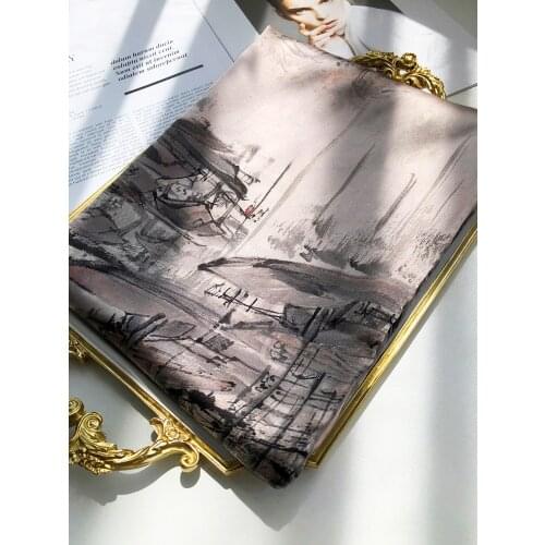 Hangzhou silk scarf women heavy satin spring and autumn ink style long style Soft Warm Fashoin large silk scarf shawl