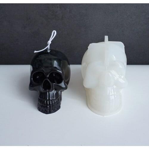 DIY Skull Candle Silicone Mold For Cake Pudding Jelly Dessert Chocolate Molds 3D Halloween Skull Handmade Soap Mould