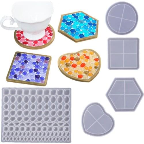 SNASAN Mosaic coaster Resin Silicone Mold Handmade Casting Mould Tool Crystal UV Epoxy Resin Molds Decorative Crafts