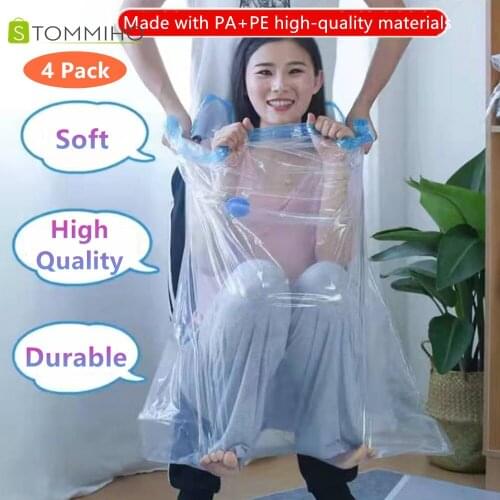 STOMMIHO 5 Pack Vacuum Compression Storage Bags Clothing Bedding Organizer Home Transparent Space Saver Seal Bags with Hand Pump