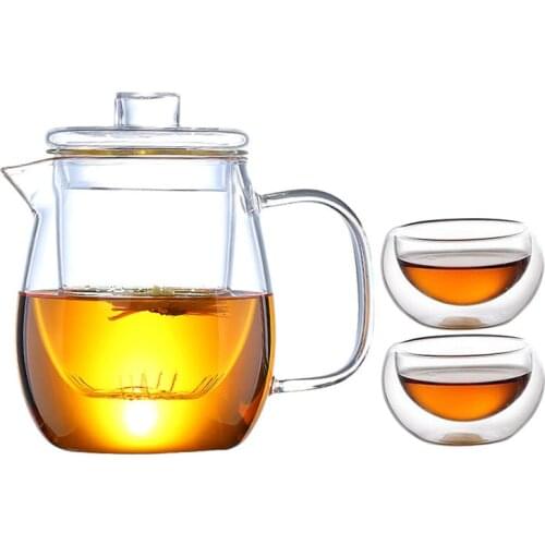 Heat Resistant Glass Tea Pot And Cup Set Glass Teapot With Filter Puer Tea Chinese Kung Fu Tea Set Flower Teapot Kettle mug