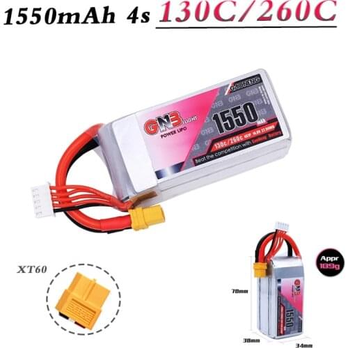 Upgraded Lipo 4S High Rate 130C/260C 14.8V 1550mAh Battery XT60 Plug for FPV RC Drone Models Multicopter RC Car Parts