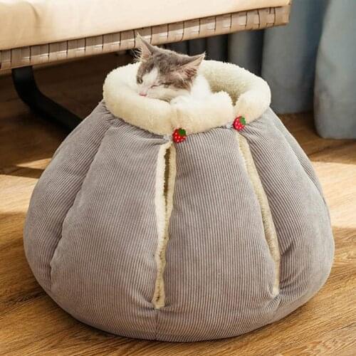 Cozy Cat Bed, Puppy Hut Kitty Cave Pumpkin-Shaped Kennel, Non-Slip and Durable for Cats and Small Dogs