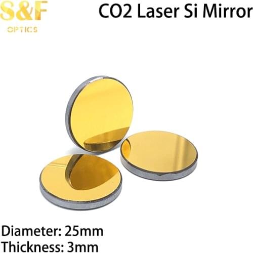 High quality gold plated Si silicon reflective mirror dia 25mm thickness 3mm for CO2 laser engraving cutting machine