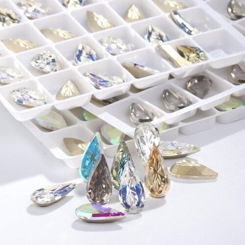 10x20mm Shiny Glass Rhinestones New Design Flatback Drop Rhinestones Glue On Stones Korean Style Glitter nails accesorios 네일스톤