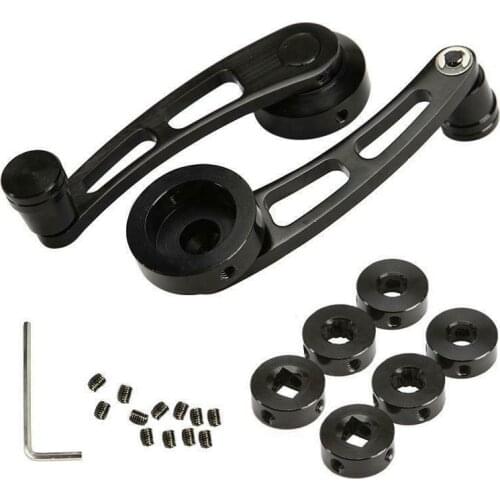 2pcs Gloss Black Aluminum Alloy Car Window Handle Winder Riser Auto Replacement Winder Crank Riser Kit DIY Parts