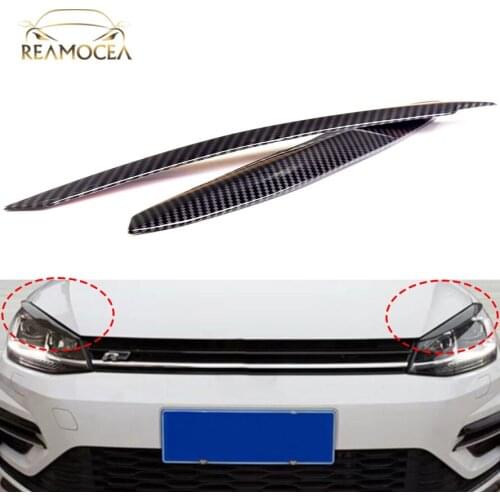 Reamocea 2Pcs Headlights Eyebrow Eyelids ABS Chrome Head Light Cover Lamp Trim Sticker For VW Golf MK7 GTI 2013 2014 2015-2018