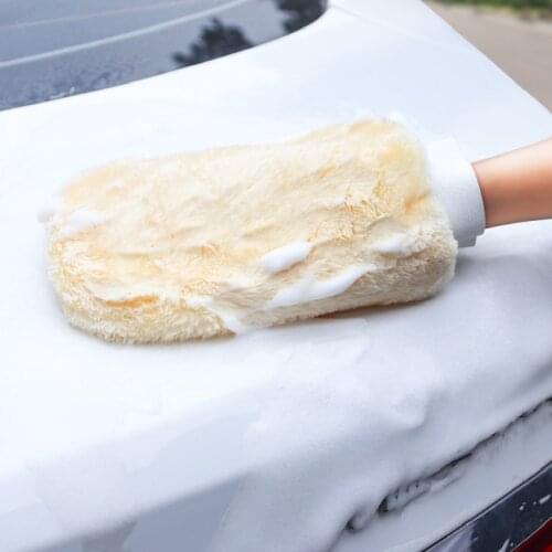 2pcs Thickened Car Wash Glove Cleaning Mitten Household Gloves Double-sided Plush Imitation Wool Wiping Tools For Auto Supplies