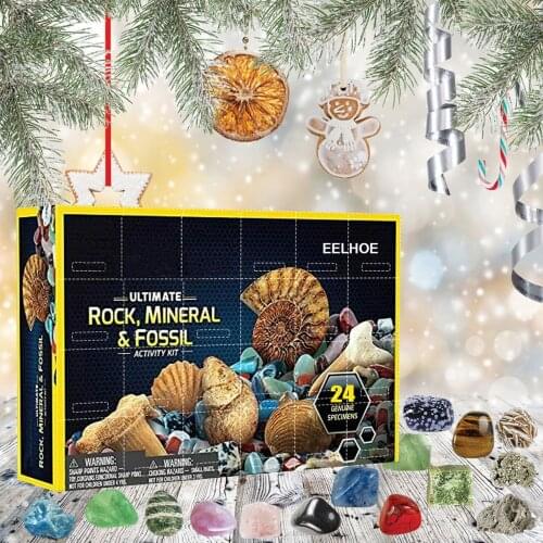 Christmas Advent Calendar Rocks Storage Gift Box Countdown Calendar Kids Educational Toys Navidad Crystal Clear Stone 24PC