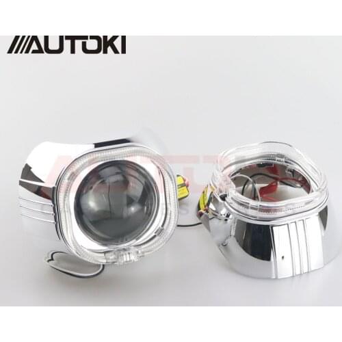 Free Shipping Autoki Car Styling Headlight Bi Xenon Projector Lens Square LED Projector Cover Shroud for Hella Q5 Projector lens