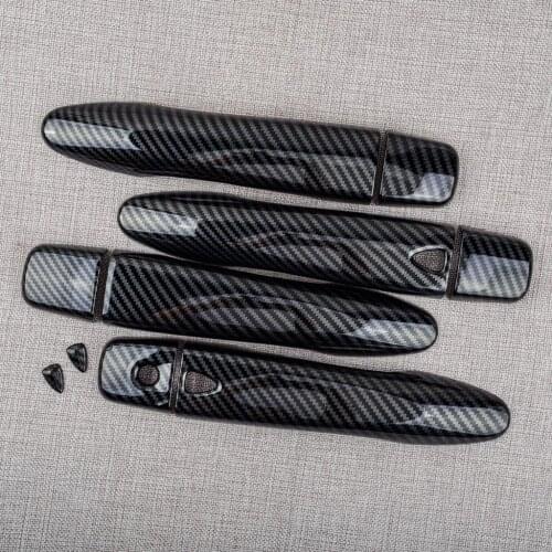 1 Set/8Pcs Car Carbon Fiber Style Door Handle Cover Trim ABS Plastic Fit For Nissan Maxima 2021 2020 2019 2018 2017 2016