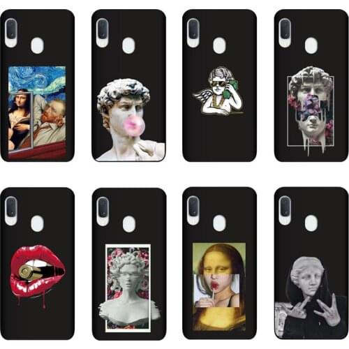 QAQsam Silicone For Samsung Galaxy A20e A202 Case Cartoon Statue Abstract Art Painted Soft TPU Back Cover Capa Fundas