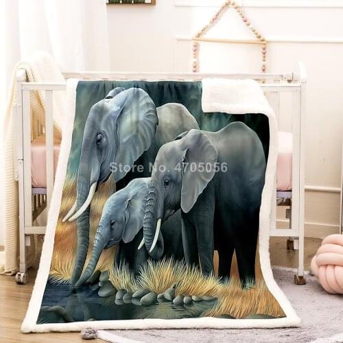 Elephant Coral Fleece Childrens Travel Blanket Siesta Blanket Custom Bed Sofa Car Autumn and Winter Sherpa Warmth Throw Blanket