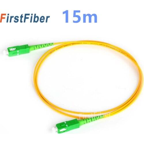 FirstFiber 15m SC APC to SC APC G657A Fiber Patch Cable, Jumper, Patch Cord Simplex 2.0mm 3.0mm PVC OS2 SM Bend Insensitive