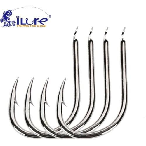ILure 200 Pcs Iseama fishhook 1#-15# single hook High Qulity Fishing Hook black color Single Big Hook Treble Hooks Accessories