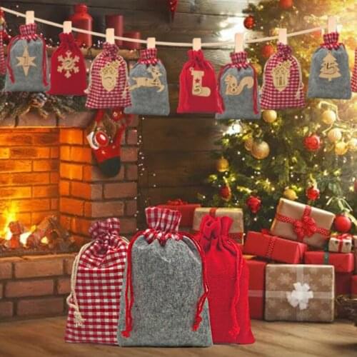 Christmas Advent Calendar 2021 Decorations 24 Days Burlap Gift Bags Favors Home