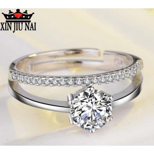 925 sterling silver Similar toDiamond Ring Movable Mouth Adjustable Platinum Open Rhinestone Ring for Women wholesale lots bulk