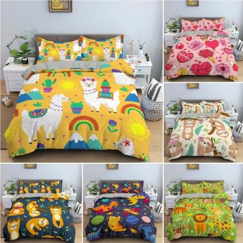 Cartoon Animal Bedding Set Cute Duvet Cover Set For Kids Children Quilt Cover Set Queen King Size