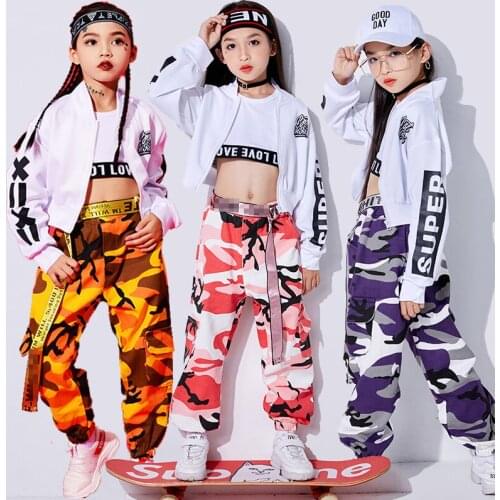 2021 New Jazz Dance Costumes Kids Hip Hop Performance Clothing Girls Street Dance Practice Clothes Rave Stage Outfits 3 Pcs Set
