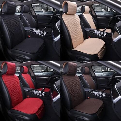 Large Size Flax Car Seat Cover Protector Linen Front Seat Back Cushion Pad Mat with Backrest Hat for Auto Interior Truck Suv Van