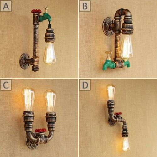 Loft American style corridor stairs personalized wall hanging Restaurant Bar industrial wind iron water pipe wall lamp