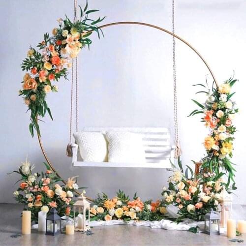 Metal circle wedding mariage arch Round balloon flower round Background arch frame stand birthday party baby shower decoration